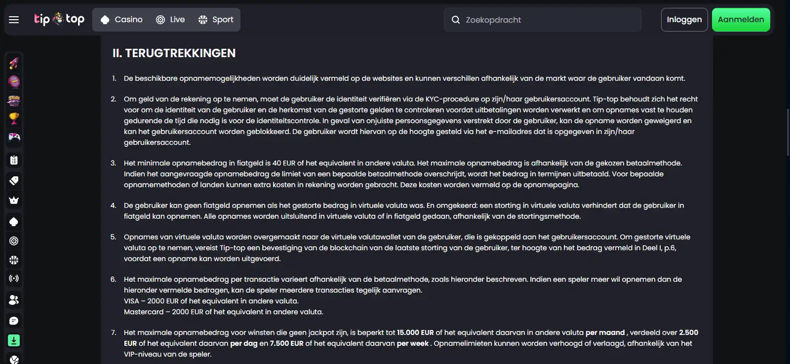 TipTopBet betaalomgeving of opname-interface