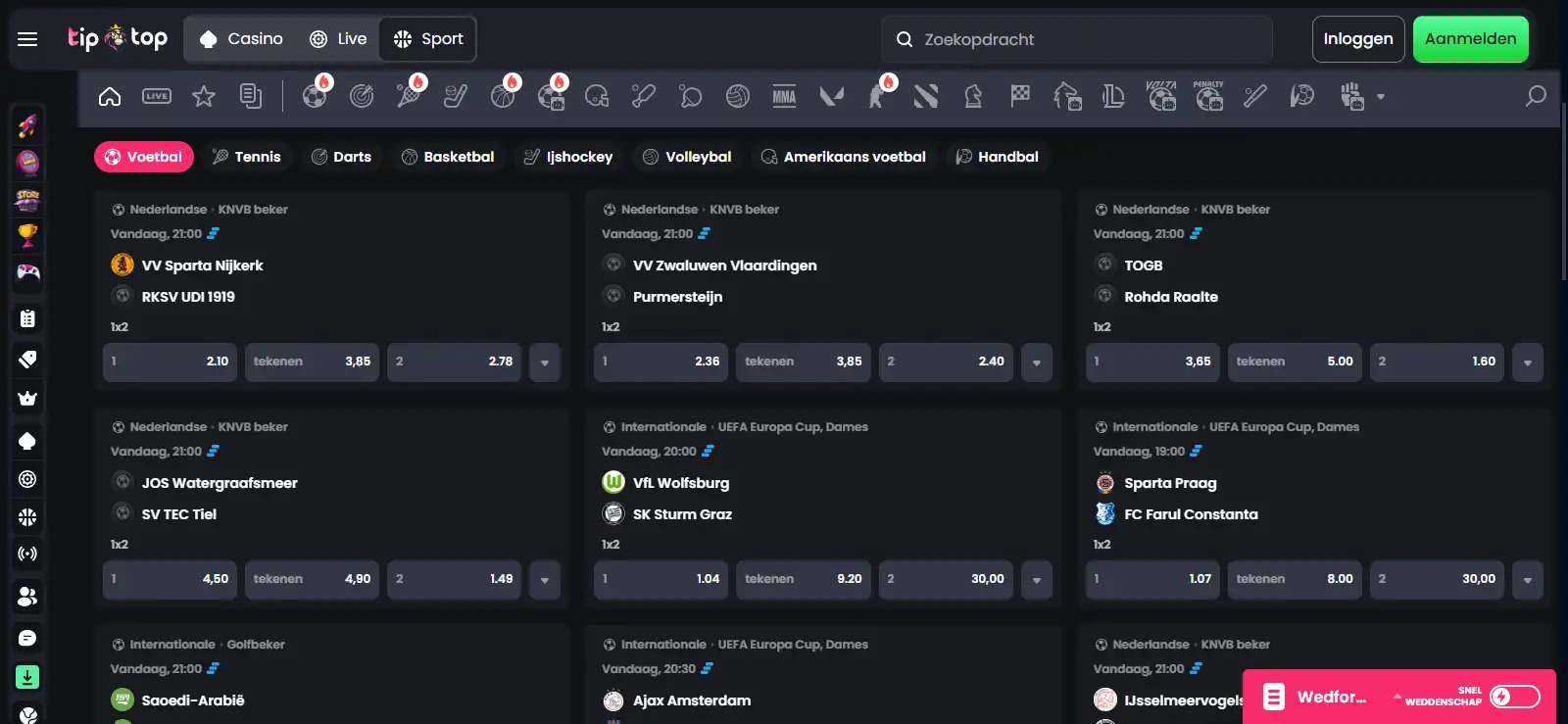 TipTopBet sportsbook interface