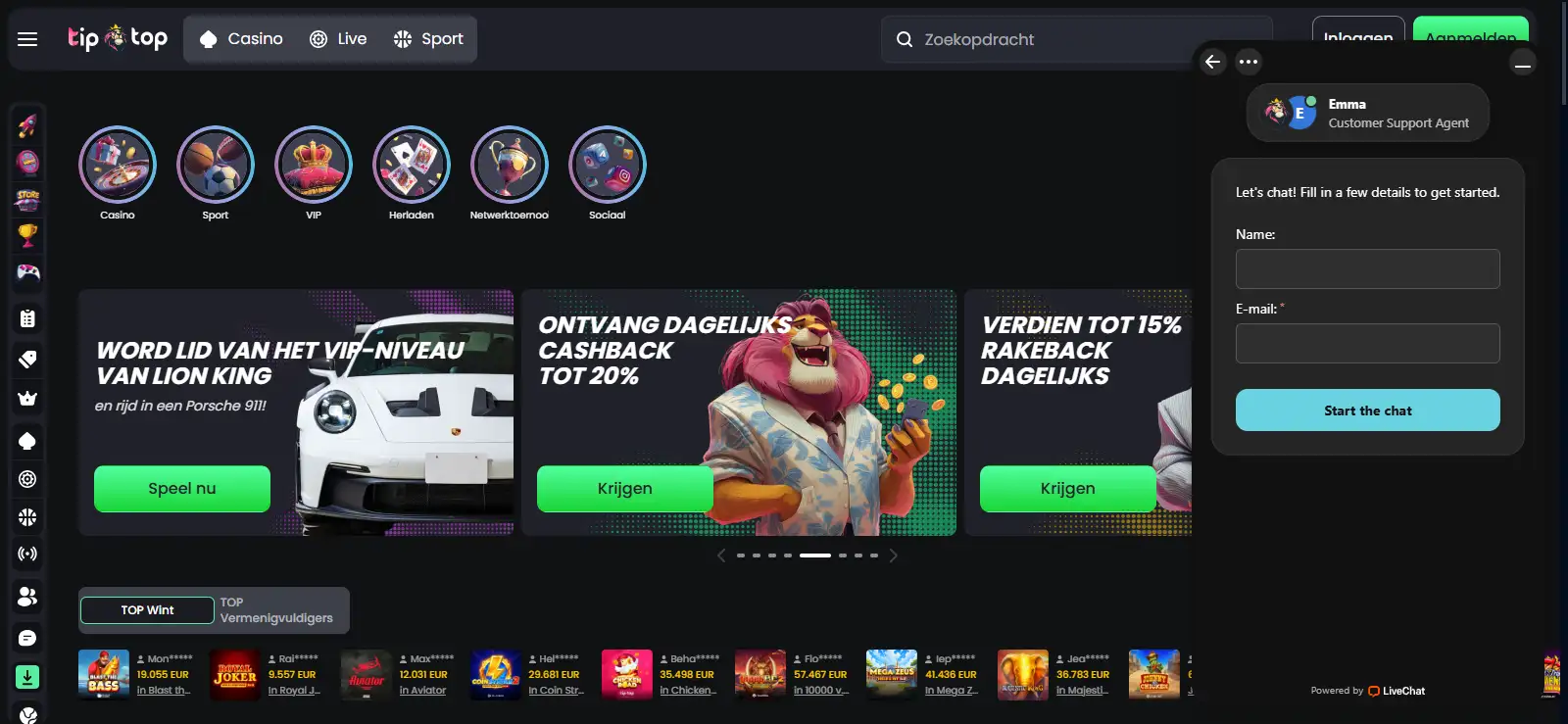 TipTopBet contact- of livechat-ingang