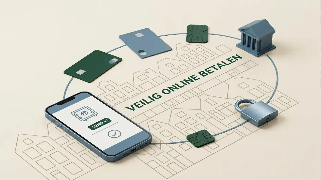 Conceptuele illustratie van Nederlandse digitale betalingen in euro's zonder zichtbare bedragen